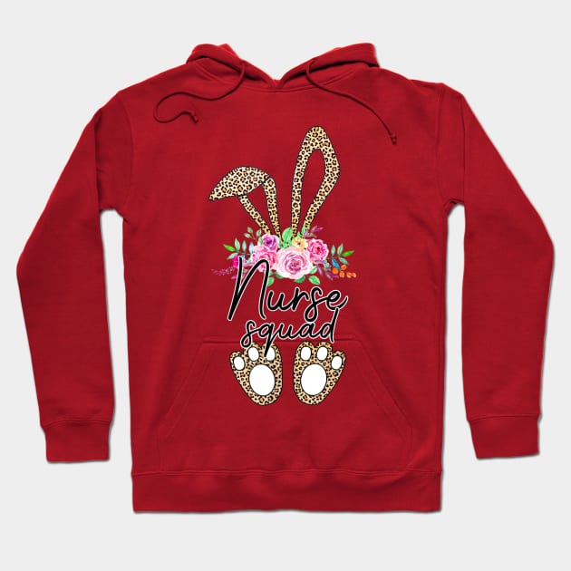 Leopard Print Bunny Nurse Squad Easter 2020 Gifts Hoodie by Lorelaimorris